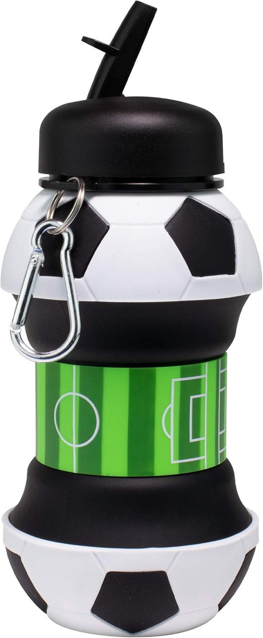 Maccabi Art Clip-On Collapsible BPA-Free Silicone Soccer Ball Water Bottle for Kids, 18 Oz. Size