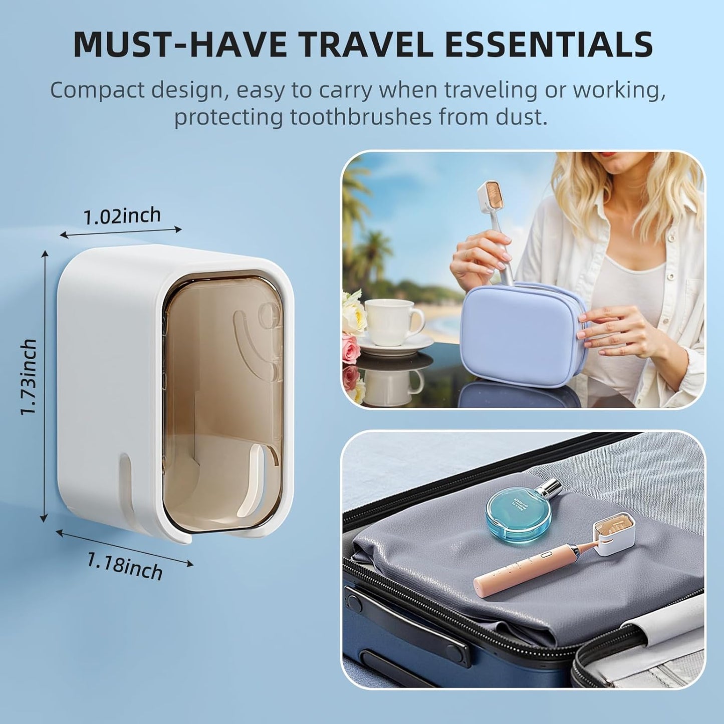 Travel Toothbrush Head Cover 2PCS, Electric Toothbrush Covers Caps, Ventilated Toothbrush Protectors Caps for Travel, Camping, Bathroom, Business, Brown