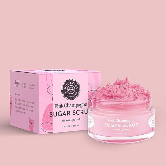 Sugar Lip Scrub | Ultra-Hydrating Exfoliator & Moisturizer for Dry or Chapped Lip | Shea Butter and Raw Sugar Scrubs | Pure & Natural | 1 Fl Oz (Pink Champagne)