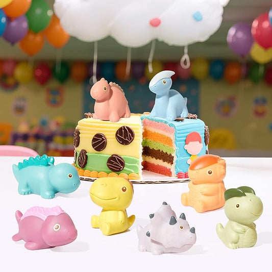 Mold Free Bath Toys, 9 Pack | Sealed, No Hole Bath Toys | Soft, Squeezable & Float on Water | Non-Toxic Easy-Grip Baby & Toddler Bath Toy Set | Baby Gift for Christmas Stocking Stuffers (Dinosaur)
