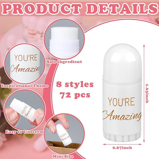 72 Pcs Christmas Mini Lip Balm Bulk Gift, 8 Assorted Flavors, Moisturizing for All Skin Types Thank You Gift for Employees, Operation Christmas, Women, Christian Charity Donation, Thanksgiving