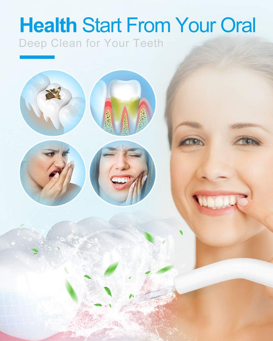 Cordless Water Flosser Teeth Cleaner, Nicefeel 300ML 2 Tip Cases Portable and USB Rechargeable Oral Irrigator for Travel, IPX7 Waterproof, 3-Mode Water Flossing with 4 Jet Tips for Home