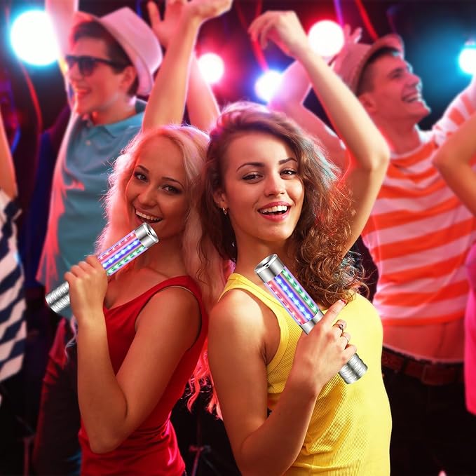 2 Pieces RGB LED Strobe Baton Light Rechargeable Bottle Service Sparklers Stick Reusable Champagne Bottle Handheld LED for Club Stage Nightclub Party Concert Event Bar Outdoor - Silver