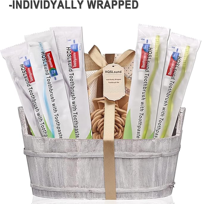 Disposable Toothbrushes with Toothpaste Individually Wrapped, 60Pack Manual Disposable Travel Toothbrushes Bulk, Adult Kid Travel Toiletries, 3 Colors