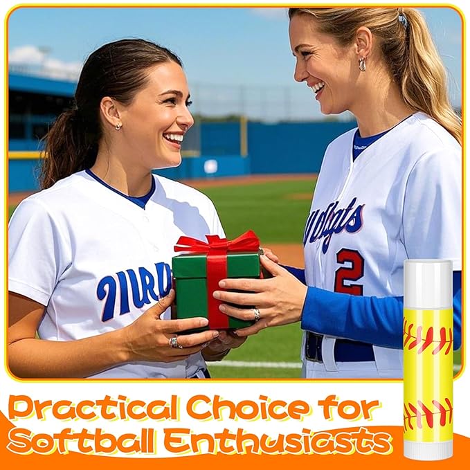 12Pack Softball Lip Balm for softball theme party Bulk Gifts,Beeswax Moisturizing Lip balm,Vanilla Flavor Plumping Chapstick for softball Team Girls kids Men Women Sports Lovers
