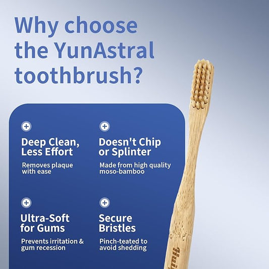 8 Pack Bamboo Toothbrushes - Soft Bristles, BPA Free, Eco-Friendly Natural Wooden Toothbrushes for Adults & Family, Zero Waste Compostable Handle