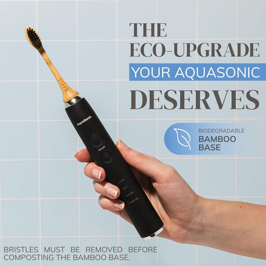 Bamboo Electric Toothbrush Heads | Compatible with Aquasonic Electric Toothbrush | 4 Brush Heads with Soft Bristles | Plant-Based Adult Size Replacement Heads