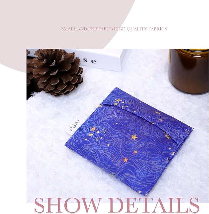 DGAZ Sanitary Napkin Storage Bag, Period Bag for Teen Aged Girls, Portable Period Bag for Panty Liners/Menstrual Cup/Small Tampons,Mini Makeup Bag for Purse(Starry Sky)
