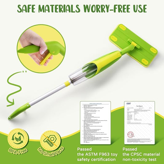 Toddler Spray Mop-Montessori Toys Mini Size Cleaning Mini Mop That Really Spray -Kid Pretend Play Toys Gift for Toddlers Girls Boys