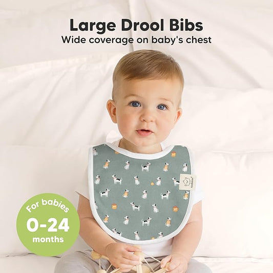 8-Pack Organic Baby Bibs for Boys, Girls - Soft Cotton Drooling and Teething Bibs for Baby Girl & Boy, Extra Absorbent, Easy To Clean & Put On for Toddler, Newborn, Infant 0-24 Months (Pets & Paws)