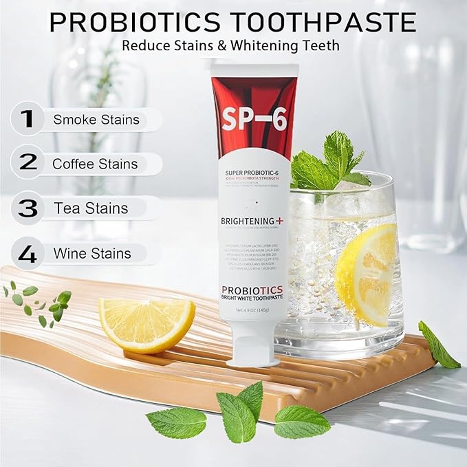 Sp-6 Probiotic,WhiteningToothpaste,ContainingProbiotic Whitening Fluorine-Free, Refreshing Mint Flavor, Whitening Toothpaste (2PC)