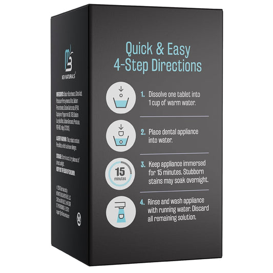 Coffee and Tea Retainer Cleaner Tablets, Removes Odors, Stains, and Plaque, 4-Month Supply, Denture Cleanser for Caffeine Enthusiasts, 120 Tablets by M3 Naturals