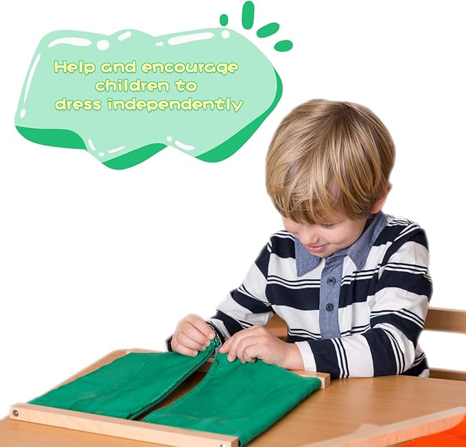 MONTESSORI OUTLET Zipping Frame | Practical Life Skills Tool for Toddlers & Preschoolers | Learn to Zip Clothes, Develop Fine Motor Skills & Independence (Ages 3-6)