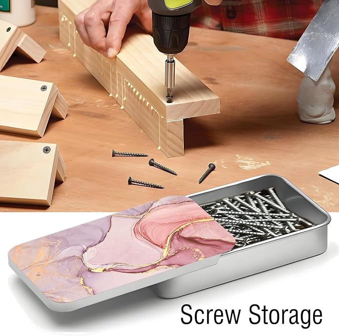 Portable Dental Floss Case, Refillable Cute Travel Floss Dispenser for Men & Women, Pocket Travel Floss Picks Case for Purse, Backpack, Bag Pink Marble Swirl