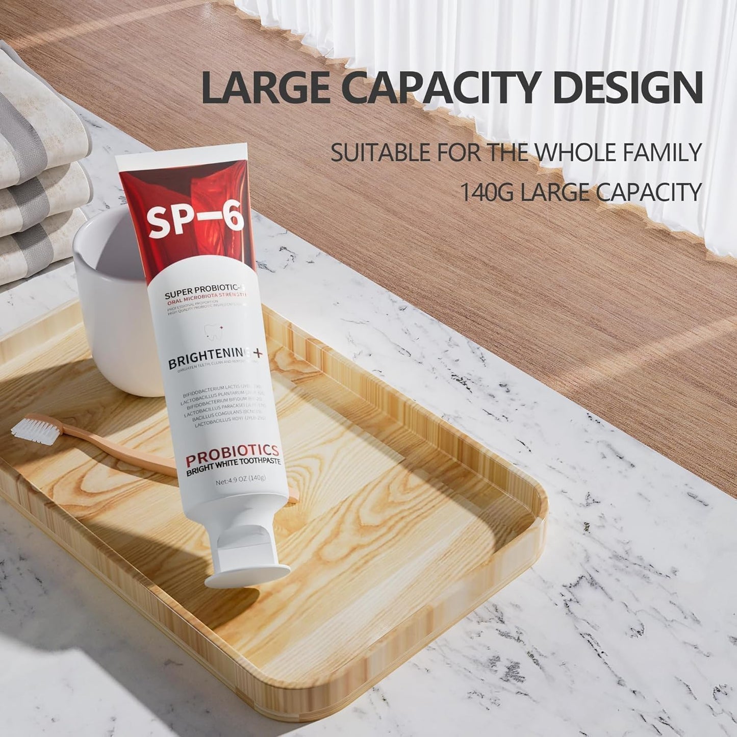 SP-6 Probiotic Whitening Toothpaste - Enhanced Formula with 6 Probiotics for Teeth Whitening and Gum Health - Enamel-Safe, Fluoride-Free, Fresh Mint Flavor, 4.9Oz (1)