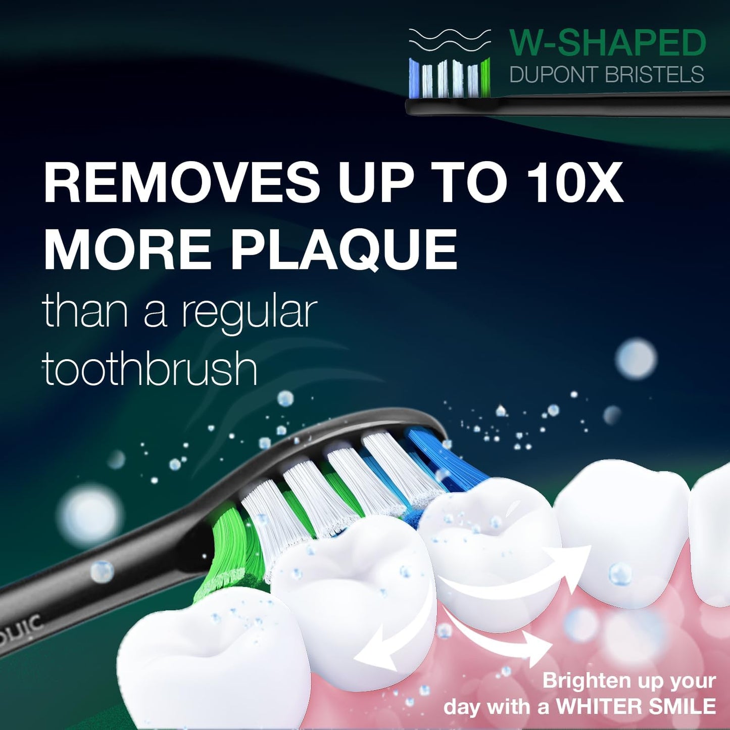 Wagner Stern WHITEN+ Edition. Whitening Electric Toothbrush with Pressure Sensor. Offers 5 Brushing Modes, 3 intensities, 8 Soft Brush Heads, and a Luxury Travel case.