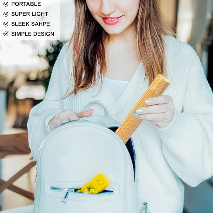 Yeeco 4 Pcs Portable Bamboo Toothbrush Case, Wooden Toothbrush Covers Storage Container Reusable Toothbrush Travel Holder Sustainable for Trip Camping Home Travelling