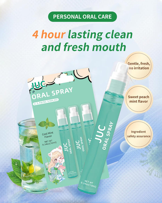 3 Count Mint Breath Spray Mouth Spray Breath Freshener Oral Care for All Ages 0.33OZ (10ML) Cool Mint Flavor
