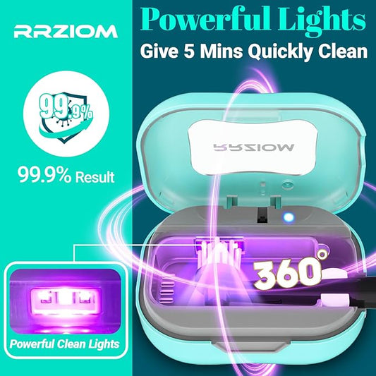 Toothbrush Sanitizer Case, RRZIOM Portable Toothbrush Covers Rechargeable, Rechargeable Toothbrush Cleaner Holder Case for Travel Home, Detachable Toothbrush Cover Cap for All Toothbrushes (Blue)