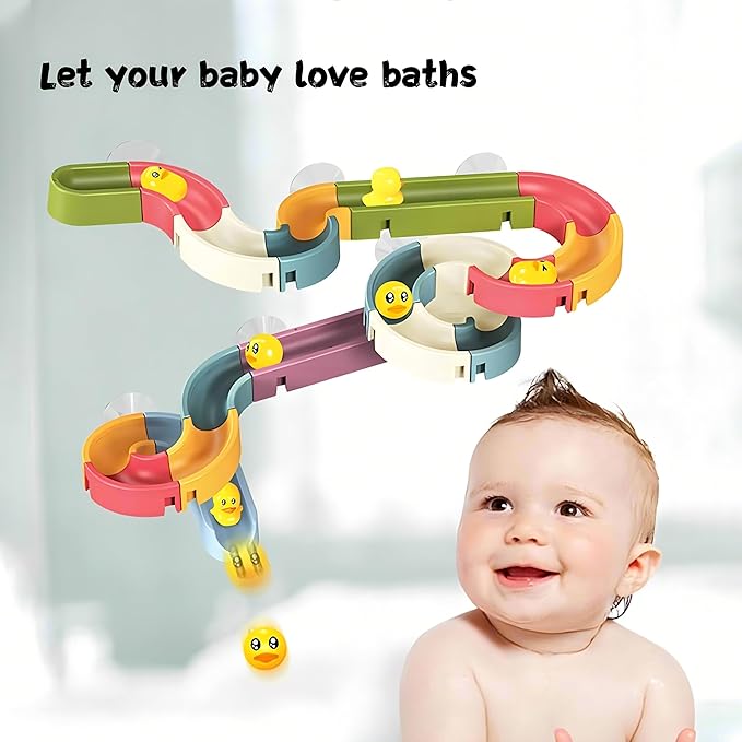 62 PCS Toddler Bath Toys for Kids Ages 3-5,Large Fun DIY Suction Cup Bathtub Mold Free Shower Toy Set,Duck Slide Building Game Toys for Ages 1 2 3 4 5 6 7 8 Year Old,Birthday Gift for Baby Boys Girls