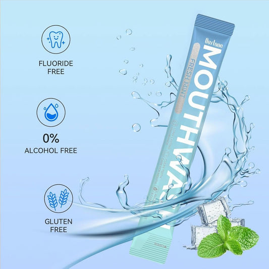Mouthwash Travel Size Portable Packets to Go, Alcohol & Fluoride Free Fresh Mint MouthwashStrips for Superior Oral Hygiene,30 Individual Disposable Mouthwash Packs(Pack of 30)