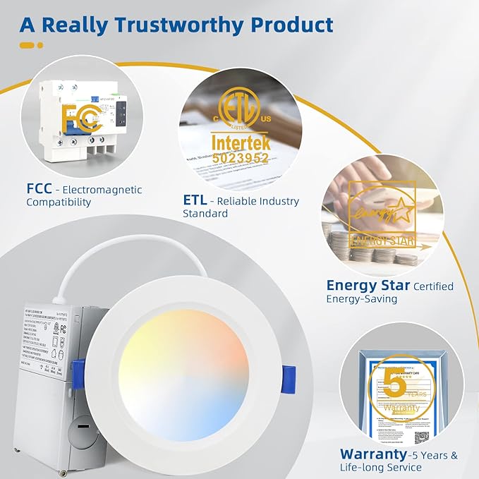 12 Pack Recessed Lighting 4 inch, 5000K Ultra-Thin LED Canless Recessed Lighting, Retrofit Dimmable Recessed Lights, 1200LM 12W=150W Wafer Lights - ETL & Energy Star Certified