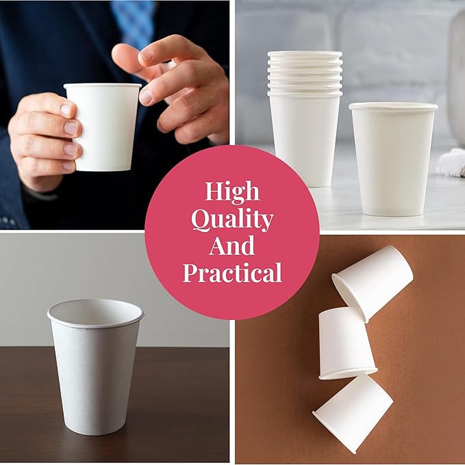 Prestee 500 Pack 3 oz Paper Coffee Cups - Hot Drinking Cups for Coffee, Tea, Snacks or Mouthwash