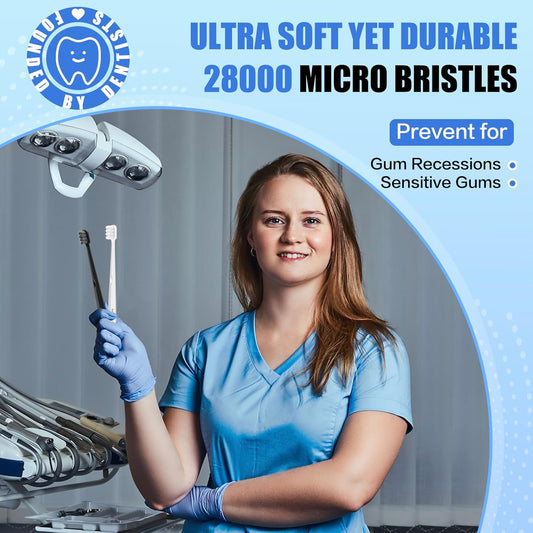 Extra Soft Toothbrushes for Adults - Extra Soft Toothbrush Pack for Sensitive Gums Ultra Soft Gum Toothbrush Designed for Gum Bleeding and Irritation 6 Pack Individually Wrapped Dentist Recommended