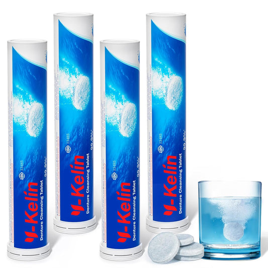 Denture Cleaning Tablets - 120 Retainer Cleaner Tablets, Removes Odors & Stains - For Dentures, Night Guards, Retainers, Aligners & Dental Appliance Cleaner - Mint Flavor - 4 Month Supply