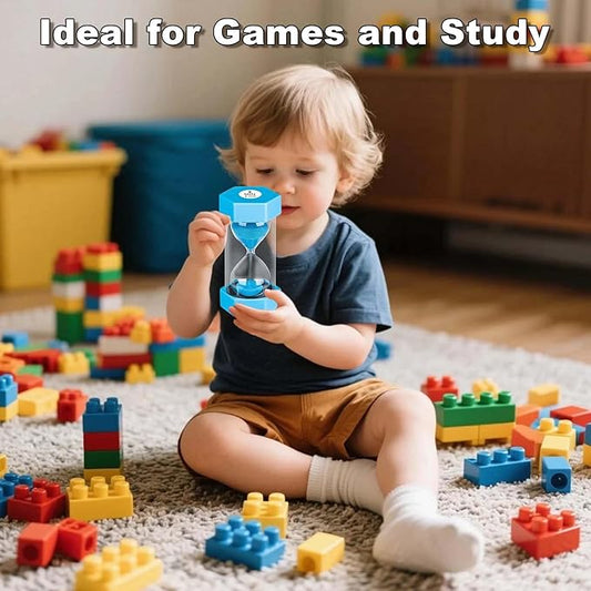 2 Minute Sand Timer, Unbreakable Hexagon Hourglass, Plastic Sand Watch Reloj De Arena 2 Minutos, Colorful Hour Glass Sandglass for Classroom Games Kitchen (Blue)