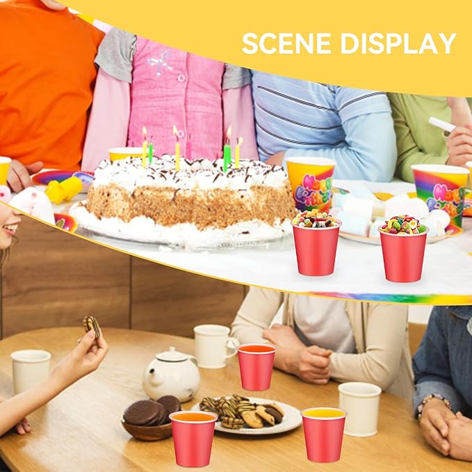 150 Pack 3oz Red Paper Cups,Mouthwash Cups, Disposable Bathroom Cups,Small Paper Cups 3oz Ideal for Bathroom,Supermarket,Birthday Party,Picnic and BBQ