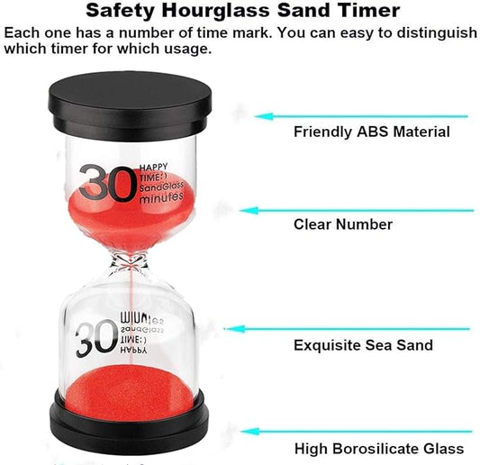SuLiao Hourglass 30 Minute Sand Timers: Large Colored Red Sand Clock, Reloj De Arena 30 Minutos, Plastic Hour Glass Sandglass for Kids, Games, Classroom, Kitchen, Decor