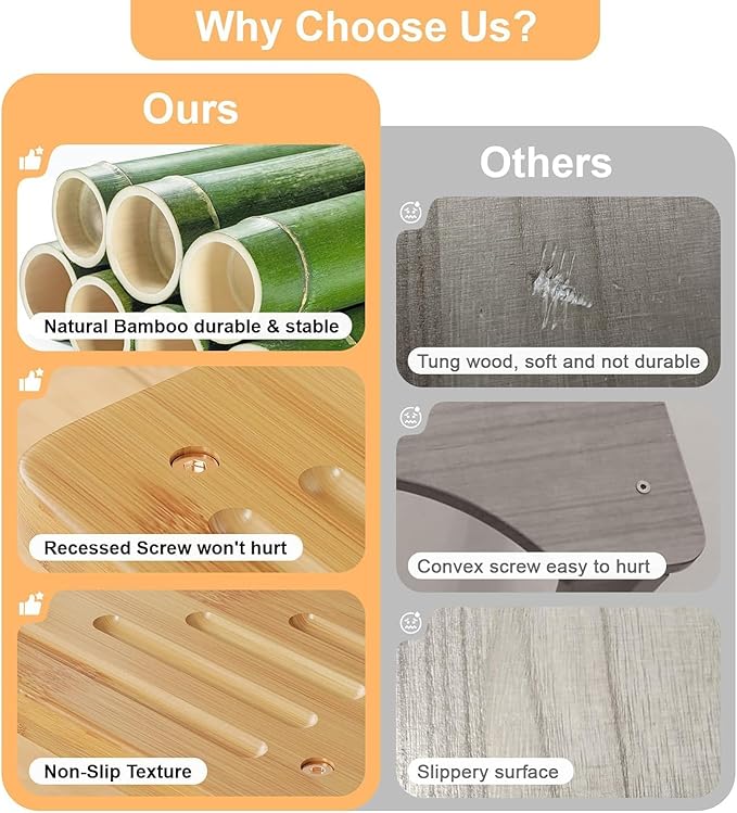 Squatting Potty for Adults Foldable, 7In Bamboo Toilet Stool Squat Adult and Kids, Wood Travel Poop Stool for Bathroom, Wooden Portable Toilet Foot Step, Premium Flip Pooping Potty Stool