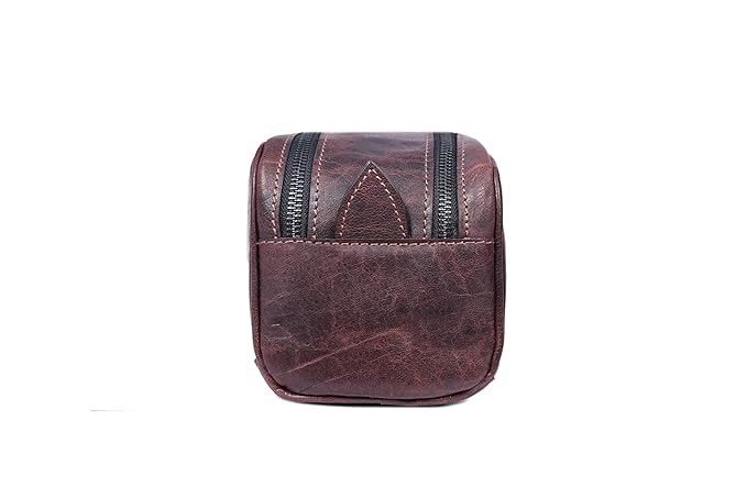 10" Premium Leather Toiletry Travel Pouch With Waterproof Lining | King-Size Handcrafted Vintage Dopp - Kit, Gift for Father's Day By Aaron Leather Goods