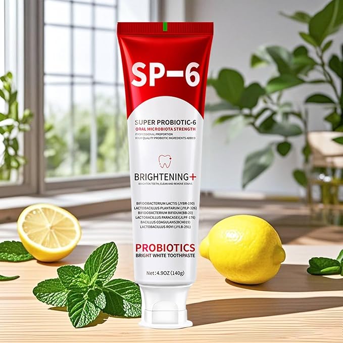 SP-6 Probiotics Whitening Toothpaste - Probiotics for Teeth Whitening and Gum Health - Enamel-Safe, Fluoride-Free, Double Mint Flavor,Fresh Breath (3PCS)