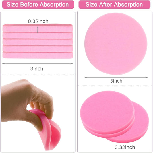 120 Pcs Pink Compress Face Sponges - Compact Facial Sponge Set for Cleansing, Makeup Removal, Exfoliation