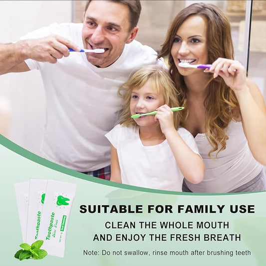 Too Small Bulk Travel Size Toothpaste Pack of 100,0.105 oz Extra Small Toothpaste Travel Size Bulk Mint Mini Disposable Toothpaste for Hotel,Guests,Homeless,Charity(Only Good for Single Use)