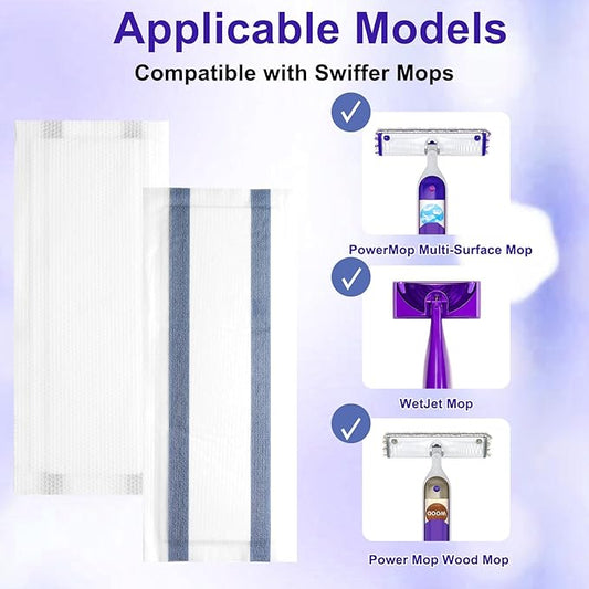 12 Count Disposable Mop Pad Replacement for Swiffer WetJet Spray Mop, Extra Strong Dirt Locking and Water Absorbent, Powerful Stain Removal Effortlessly Cleans Hardwood, Tile and Laminate Floors