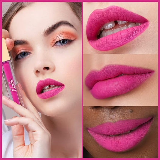 Oulac Matte Liquid Lipstick for Women 3PCS, Bright Pink Lip Stain Long Lasting Waterproof, No Transfer, Creamy High Pigmented Formula, Vegan & Cruelty-Free. Pink Set【M06+M09+M10】
