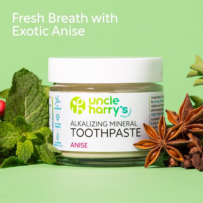 Uncle Harry's Anise Remineralizing Toothpaste | Natural Whitening Tooth Paste Freshens Breath & Promotes Enamel | Vegan Fluoride Free Toothpaste