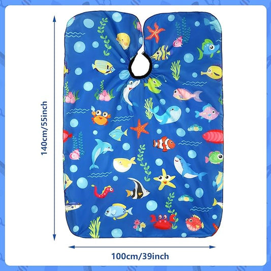 FEBSNOW Kids Hair Cutting Cape, Professional Kids Barber Cape Cartoon Pattern Apron with Adjustable Closure for Children Salon Barber Supplies