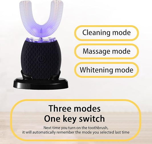 Automatic Toothbrush for Adult - Ultrasonic Electric Toothbrush with Soft Bristles & 30s Timer Rechargeable Portable Design with Wireless Charging Waterproof & Washable for Travel & Home Use (Black)