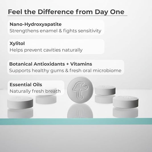 Cool Mint Fluoride-Free Toothpaste Tablets with Nano Hydroxyapatite | Natural Whitening, Enamel Strengthening, Plastic-Free & Travel-Friendly (4 Month Refill)