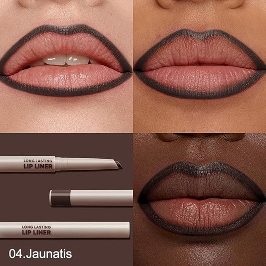 Erinde Long-Lasting Lip Liner Pencil, 2-in-1 Matte Lipliner Pencil for Sculpting & Filling, Rich Color Creamy Waterproof Lip Liner Crayon, Lip Contour Tint, Vegan & Cruelty-Free, 04 Charcoal Black