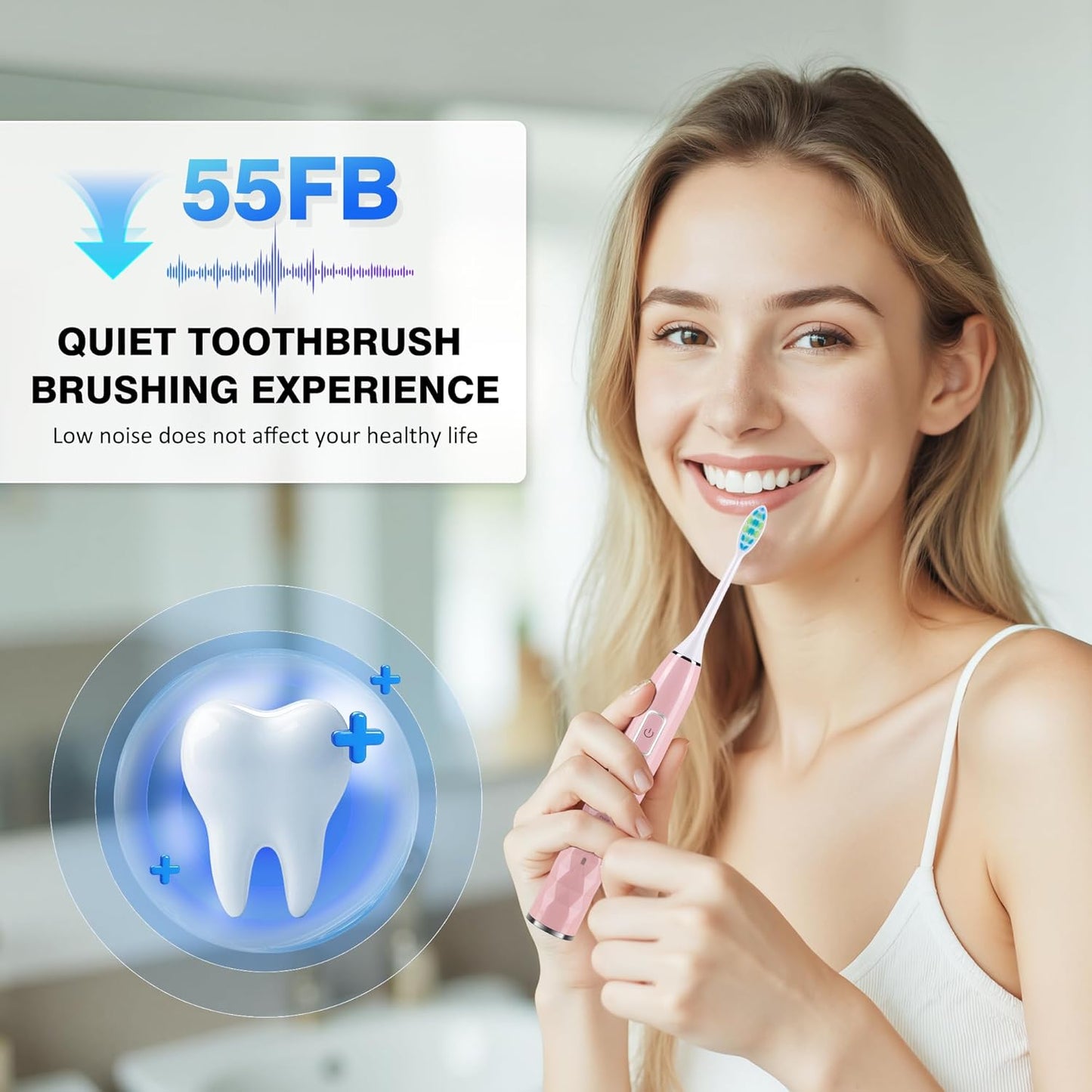 Sonic Electric Toothbrush for Adults - Deep Cleaning Teeth Whitening6 Replacement Brush Heads100-Day Battery5 Modes w/SensitiveIPX7 Waterproof (Color Options)