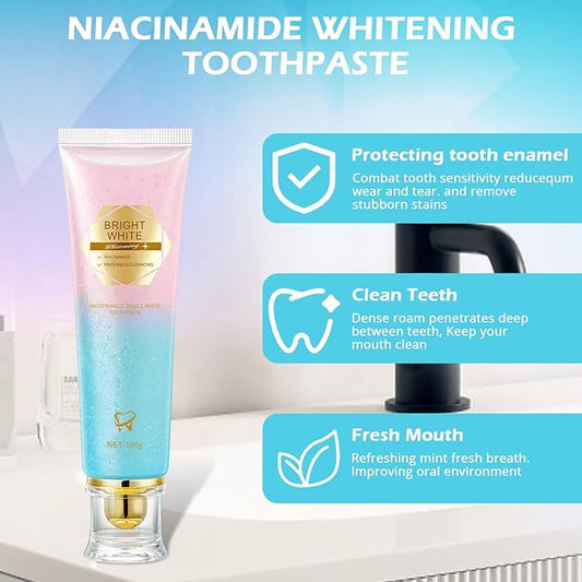 Niacinamide Whitening Toothpaste, Niacinamide Toothpaste Intensive Whitens Teeth, Protects Enamel, Removes Stains & Refreshes Breath, Daily Oral Care at Home Mint Flavor (3 Pack) YanxiananYagao