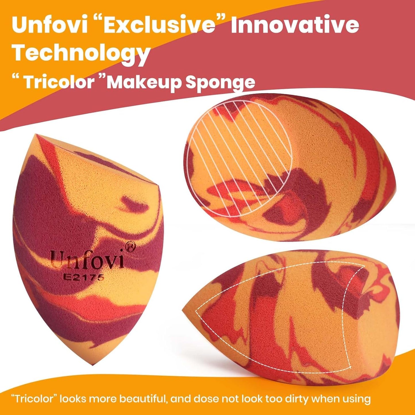 Tri Color Makeup Sponge, Low Absorption Latex Free Soft Makeup Sponges For Foundation,7pcs Beauty Sponge Blender for Power&Cream,Liquid(Burgundy+Red+Orange)