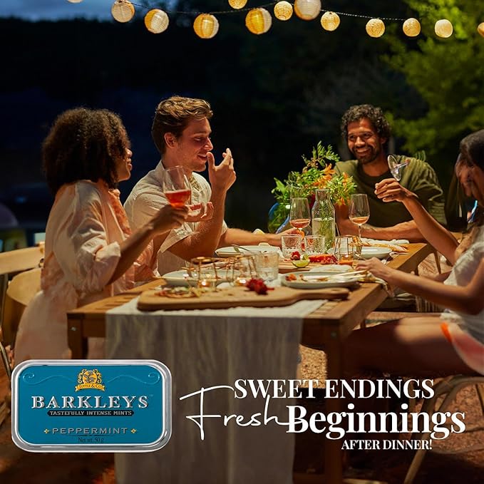 Barkleys Peppermint Breath Mints - Breath Mint, Mints Travel Size, After Dinner Mints, Peppermints Breath Freshener, Peppermint Candy in Reusable Classic Travel Tin, Vegan, 1 Pack - 50 Count Each