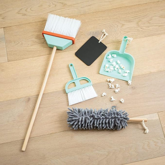 MindWare Oh So Fun! Cleaning Cart – Kids Cleaning Set Includes Kid Size Broom & Other Cleaning Toys for Kids 3 & Up
