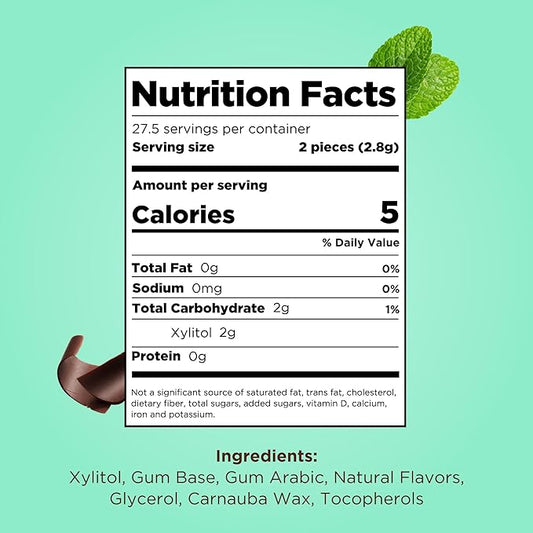 PUR Gum | Aspartame Free Chewing Gum | 100% Xylitol | Natural Chocolate Mint Flavored Gum, 55 Pieces (Pack of 1)